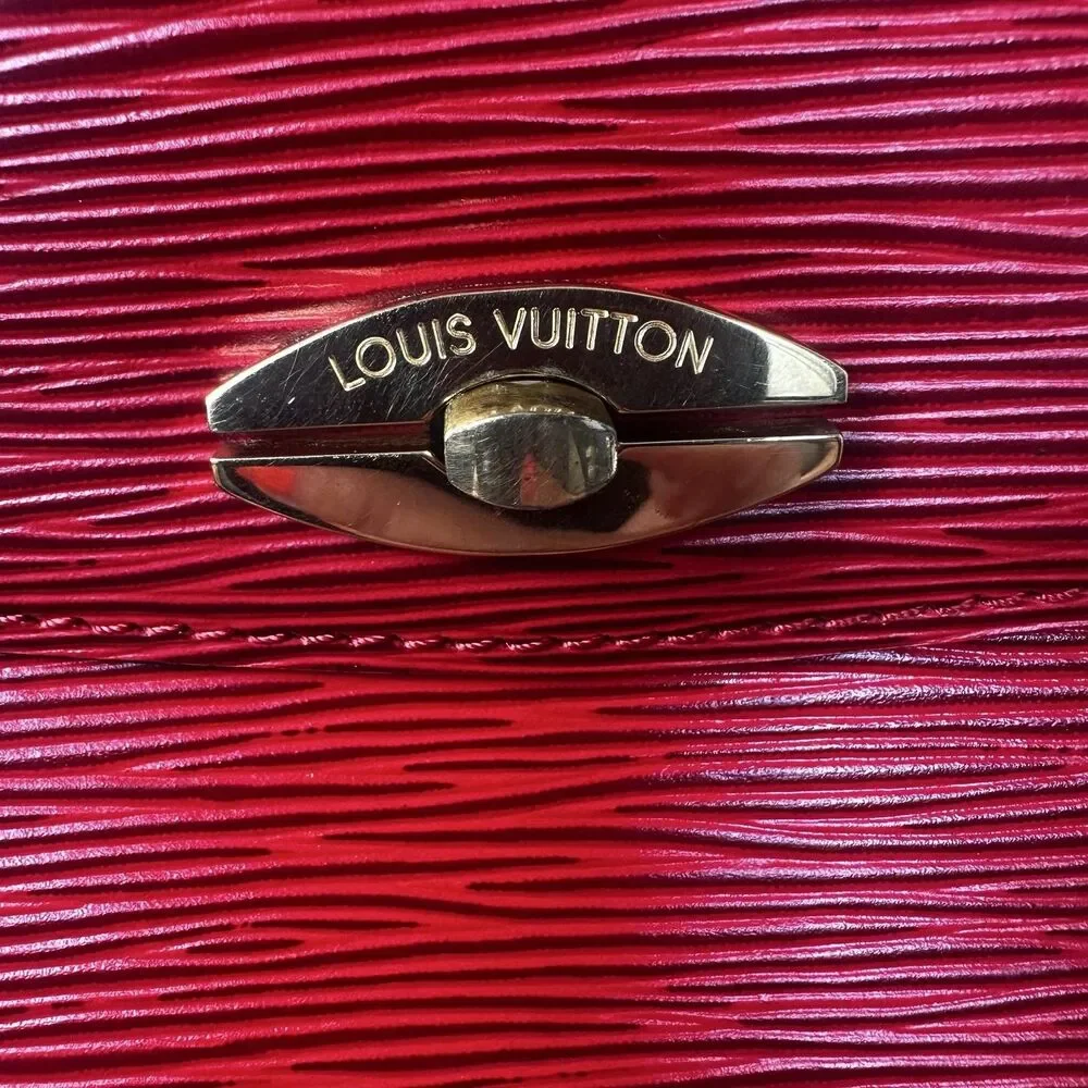 Louis Vuitton Malsherbes Vintage Epi Top Handle Bag Small Red Gold Tone